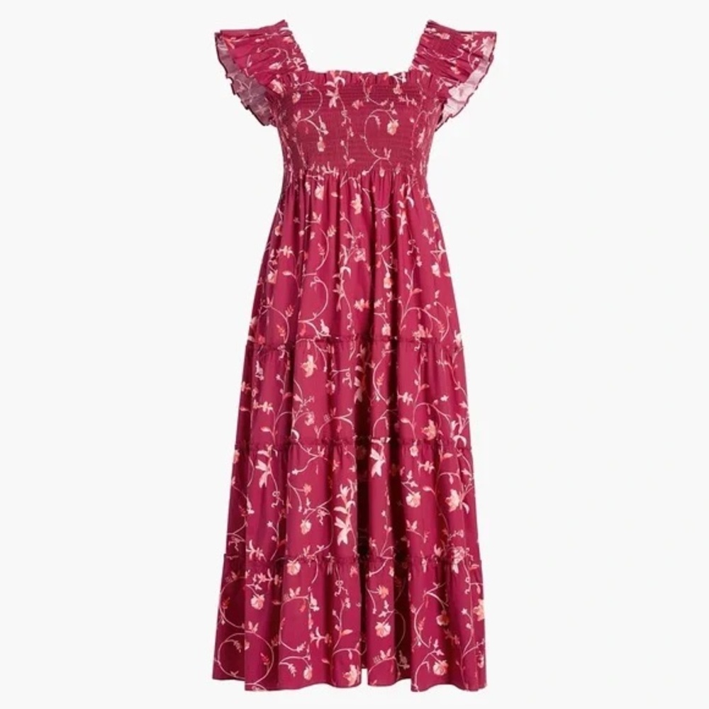 Hill House The Ellie Nap Dress in Burgundy Botanical